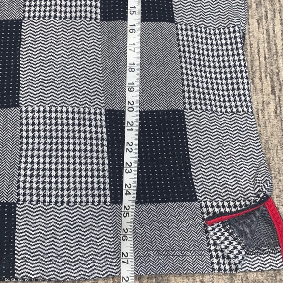 Bechamel Petites Pullover Top Quarter Zip Houndstooth Patchwork Knit Cottage PM - Picture 6 of 7